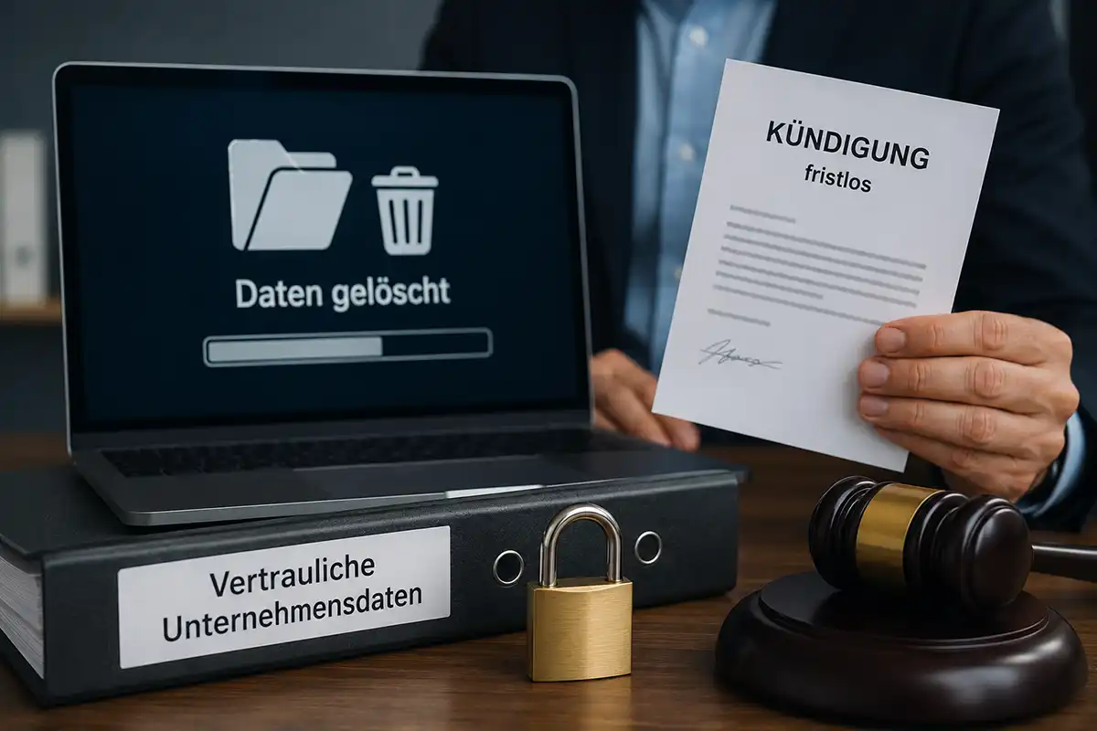 Datenlöschung rechtfertigt fristlose Kündigung - Anwalt Dortmund Arbeitsrecht Kanzlei